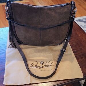 Patricia Nash Dark Brown Suede Crossbody Bag